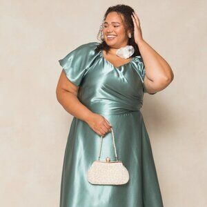 Ivy City Seaglass Satin Woman's Bridesmaid Dress!  NWT!